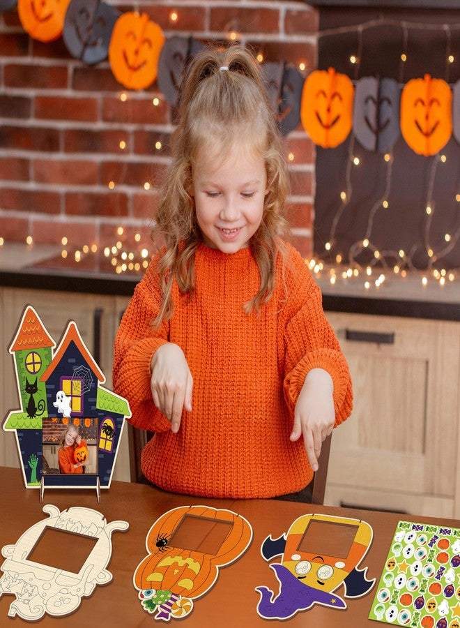 Moon Boat 18PCS Halloween Crafts for Kids Picture Frame Kit DIY Wooden Crafts Painting Your Own Hallowmas Activities Party Supplies - Image 5